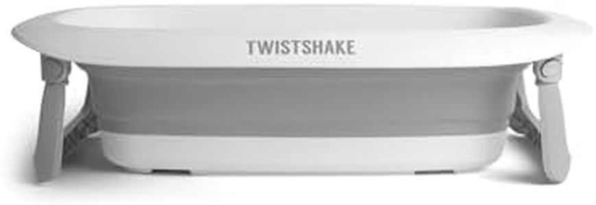 Twistshake Vaschetta Bagnetto Antiscivolo Portatile per Neonato Bambini, Pieghevole Vasca da Bagno Con Lavandino, Comodo e Sicuro, 0 Mese+, Capacità: 30L, Grigio/Bianco