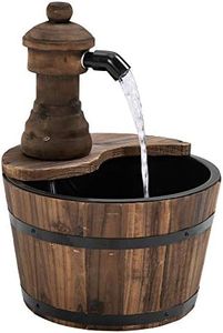 Outsunny Fontaine de Jardin tonneau Pompe à Eau Submersible Incluse Ø 27 x 37H cm Bois de pin Marron
