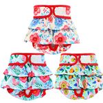 KingGair 3 Pack Dog Nappies Female, Washable Reusable Dog Period Pants, Adjustable Skirt Design Super Absorbent Dog Diapers for Dogs in Heat, Period, Incontinence