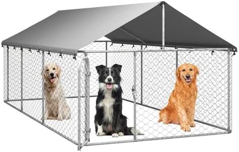 BECLOH Dog Kennel - Durable Galvanised Steel Construction with Safety Lock and UV Protected Canopy - Large Space for Exercise and Play,400 x 200 x 150 cm