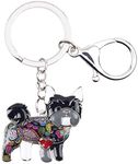 DOWAY Cute Enamel Dog Keychain Keyring Pets Dog Keyrings for Women, Black Yorkshire Dog, 32mm x 33mm