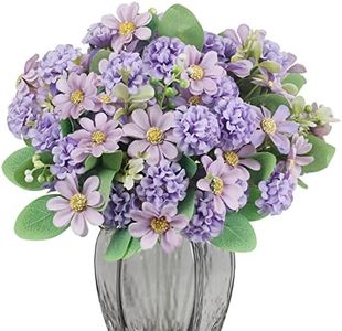 GGISUI 4 Bouquets de Artificielles Fleurs de Marguerites avec 10 Têtes de Fleurs Artificielles en Soie pour Balcon, Fenêtre, Salon, Cuisine, Maison, Décoration de Fête de Mariage (Violet)