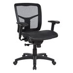 Office Star ProGrid Manager's Office Task Chair with Height Adjustable Arms, Ratchet Mesh Seat and Back, Black