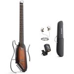 Donner HUSH-I Guitar For Travel - Portable Ultra-Light and Quiet Performance Headless Acoustic-Electric Guitar, Mahogany Body with Removable Frames, Gig Bag, and Accessories