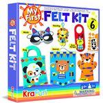KRAFUN My First Felt Kit Animal Craft Kit for Kids and Toddlers, Boys and Girls Age 3-8 Years Old, Include 6 DIY handmade Arts and Crafts Projects, Activities Supplies Box Preschool Creative Toys
