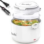 Aotto Electric Lunch Box, 50/70/80W 3 in 1 Portable Food Warmer Heated Lunch Boxes for Adults, Food Heater for Car/Truck/Travel/Office/Work/Home 12V 24V 110V Mini 32oz Leakproof White