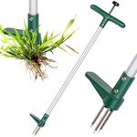 Walensee Weed Puller, Stand Up Weeder Hand Tool, Long Handle Garden Weeding Tool with 3 Claws, Hand Weed Hound Weed Puller for Dandelion, Standup Weed Root Pulling Tool and Picker, Grabber (1 Pack)
