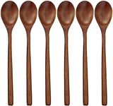 Wooden Spoons, 6 Pieces Wood Soup Spoons for Eating Mixing Stirring Cooking, Long Handle Spoon with Japanese Style Kitchen Utensil, ADLORYEA Eco Friendly Table Spoon