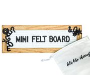 Small Felt Letter Board with Letters and Numbers, Message Board W/Oak Frame, 10 x 3.5 Inches, Changeable Letter Board, Includes 150 3/4 Inch Black Plastic Letters for Signs, White Felt Letter Board