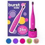 BURSTkids Electric Toothbrush with Soft Charcoal Black Bristles, Small Head & Comfort Grip, 2 Minute Built in Timer, for Kids Ages 2+, Children Toothbrush for Healthier Smiles for, 2 Modes, Pink