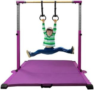 JC-ATHLETICS Gymnastic Kip Bar,Kids Girls Junior Ages 3-15,3' to 5' Adjustable Height,Home Gym Equipment,Home Training,1-4 Levels,260lbs Weight Capacity (with MAT, Violet)