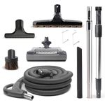 Drainvac Central Vacuum System Kit – Complete Central Vacuum Set with 35-ft Hose, Electric Floor Brush, Telescopic & Electric Wands, Dusting, Upholstery & Crevice Tools