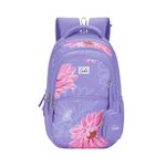 Genie Buttercup Backpack for Girls, 17" Cute, Colourful Bags, Water Resistant and Lightweight, 3 Compartment with Happy Pouch, 27 Liters, Nylon Twill, Lavender