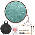 ITHWIU 14 Inch Steel Tongue Drum 15 Notes Hand Drum Percussion Instrument Tank Drum Set with Drumsticks, Drum Mallets, Carry Bag, Tutorial Book, Note stickers, Finger cot