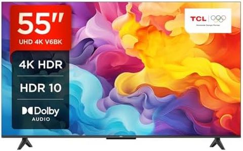 TCL 55V6BK 55-inch 4K Ultra HD, HDR TV, Smart TV Powered by Android TV (Dolby Audio, Voice Control, Compatible with Google Assistant, 2024 New Model)
