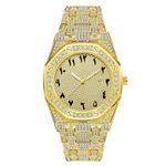 Hip Hop Watches for Men Octagon Iced-Out Bling Diamond Luxury Quartz Watches with Date (Gold), Gold, Fashion