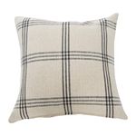 Creative Co-Op Square Plaid Cotton Pillow Cover, Grey, 20" x 20"