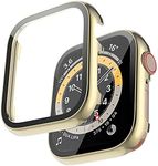 Miimall Compatible for Apple Watch 42mm Case Metal with Screen Protector, Ultra Thin HD Clear Shockproof Tempered Glass Full Protective Bumper Cover Case for Apple Watch 42mm Series 3 2 1(Gold)