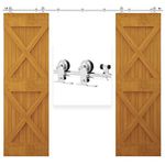 TSMST 244CM/8FT Stainless Steel Sliding Barn Door Hardware Kit Track Roller Closet Accessory for Double Door