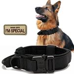 Tactical Dog Collar, Military Nylon Dog Collar Thick with Handle Dog Collars Adjustable Heavy Duty Metal Buckle for Dog Training (Black, XL)