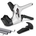 AIRAJ PVC Pipe Cutter,Ratcheting PVC Cutter to Cut 2 inch PVC Pipe,PVC Cutter Tool with 1 More Replacement V Shaped SK5 Blade,Pipe Cutter for Plastic(PVC PP PEX PE) Pipe
