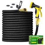 Expandable Garden Hose 100ft Water Hose with 10 Function Nozzle,Flexible Hose withTriple Core Latex and 3/4" Solid Brass Fittings Collapsible Lightweight Retractable Long Hose Pipe (Black)