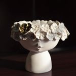 Kawai Homes Face Vase Cute Abstract Queen White Aesthetic Resin Ceramic Finish Flower Vase for Home Decor and Living Room Dining Table Decoration (The White Queen)