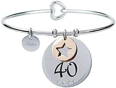 Aloha Pulseras de cumpleaños 18 20 30 40 50 y 60 con cristales de acero, Cristal Acero aleado (40 años)