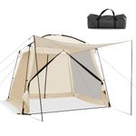 COSTWAY 3 x 3m Screen Canopy Tent, Large Sun Shade Tent with Vestibule, Zippered Door and Carrying Bag, 6-8 Person Portable Event Shelter Camping Pavilion for Picnic & Hiking