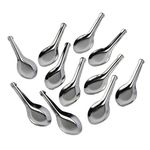 12 Pcs - 8.5CM Small -Set Masala Spoons Teaspoons Dessert Spoons Dabba Tin Spice Stainless Steel Table Spoons Tea Coffee herb Dishwasher Safe Home Kitchen Mirror Polished