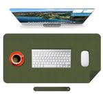 Mouse Mat Large Desk Mat Waterproof Non-Slip PU Leather Stitched Edges Computer Keyboard and Mouse Pad for Desk Green