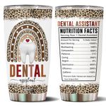 WONWIX Dental Assistant Gifts for Women Leopard Nutrition Facts Tumbler Cup 20oz Stainless Steel with Lid for Mom Wife Her Thank You Appreciation Gift Travel Coffee Mug Birthday Christmas