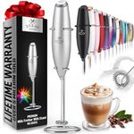 Zulay Milk Frother for Coffee (Batteries Included) - Milk Frother Handheld Foam Maker - Whisk Drink Mixer for Coffee, Mini Foamer for Cappuccino, Frappe, Matcha - Coffee Frother (Silver)
