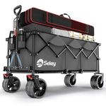 Sekey 300L Ultra-Large Folding Festival Trolley - All-Terrain Extra Wide Wheels and Brake, Heavy-Duty Cart Loadable up to 150KG, Patented Four-Directional Foldable Design, Collapsible Wagon, Grey