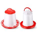 Patelai Chick Feeder and Waterer Kit Automatic Chicken Feeder 1.5L Plastic Hanging Poultry Waterer Food Feeder Set for Chicken, Quail, Hen, Duck for Farm and Coo(1.5 L, 1.5 KG)