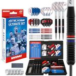 WINMAU PDC Ultimate Set of 22G Steeltip Brass Darts and Accessories - Includes Dart Flights and Shafts