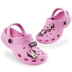 Disney Girls Clogs with Removable Rubber Charms - Girls Gifts (Pink Minnie, 2 UK)