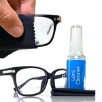 Glasses Lens Cleaner & Cloth Set, 30ml - Eyewear Cleaning Kit for All-Optical Lenses - Ideal for Spectacles, Sunglasses, Binoculars