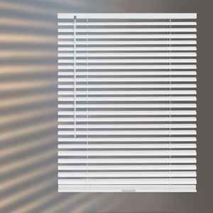 HIDODO Aluminum Mini Blinds for Windows Cordless Horizontal Window Blinds, Metal Blinds Waterproof Light Adjustment Room Darkening Mini Blinds, 58" W x 48" H, White