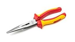 SATA ST70132ST 8-Inch VDE Insulated Long-Nose Side Cutting Pliers with Chrome Vanadium Steel Body and Dual Material Anti-Slip Handles