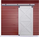 DIYHD 8FT Heavy Duty Steel Sliding Barn Door Hardware for Exterior Use, Outdoor Box Track Wall Mount Kit, Fit Door Width Up to 48in, 300lbs Capacity (No Door)