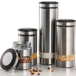 Le'raze Airtight Food Storage Container for Kitchen Counter with Window, [Set of 4] Canister Set Ideal for Flour Tea, Sugar, Coffee, Candy, Cookie Jar