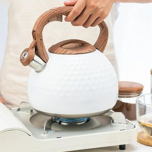 EVVIX Tea Kettle, 3L Stainless Steel Whistling Tea Kettle for Stove Top, Food Grade Teapot with Wooden Pattern Handle for Coffee, Tea, Milk, etc., Gas Electric Applicable