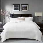 RECYCO Luxury Velvet Quilt King Size, Ultra Soft Velvet Bedding Sets, Lightweight Quilted Velvet Comforter Set, Channel Stitch Oversized Bedspread Coverlet with 2 Pillow Shams, Bright White