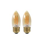 paul russells E27 Edison Screw LED Filament - Pack of 2 – 2.5W 20W Equivalent 200LM Lumen 2200K Amber ES Candle C35 Bulbs – Bright Energy Saving Light Non-Dimmable – Extra Warm White