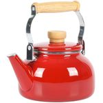 Mr. Coffee Quentin 1.5 QT Enamel On Steel Tea Kettle w/Wood Handle – Red