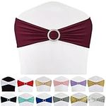 Maiangel Spandex Chair Sashes Bands 50PCS Stretch Chair Ties Bows with Buckle Slider for Wedding Party Banquet Decoration (Burgundy)