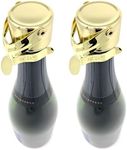 Champagne Stoppers by Kloveo - Patented Seal (No Pressure Pump Needed) Made in Italy - Professional Grade WAF Champagne Bottle Stopper - Prosecco, Cava, and Sparkling Wine Stopper - Gold, 2-Pack