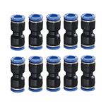 HOSEMART 8mm X 8mm Union Push PU Pneumatic Pipe Fitting Straight Connector 8mm OD Hose Tube (Pack of 10)