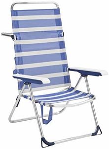 Alco 6705ALF-1556 Silla Playa Alta, fibreline, 2x1, bicomponente, Rayas Azules Y Blancas, 96x64x15.5 cm